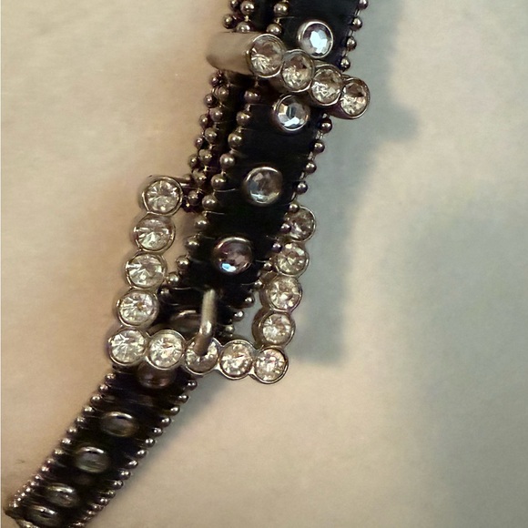 Elegant Black and Silver Women's Jeweled Belt - Picture 1 of 4